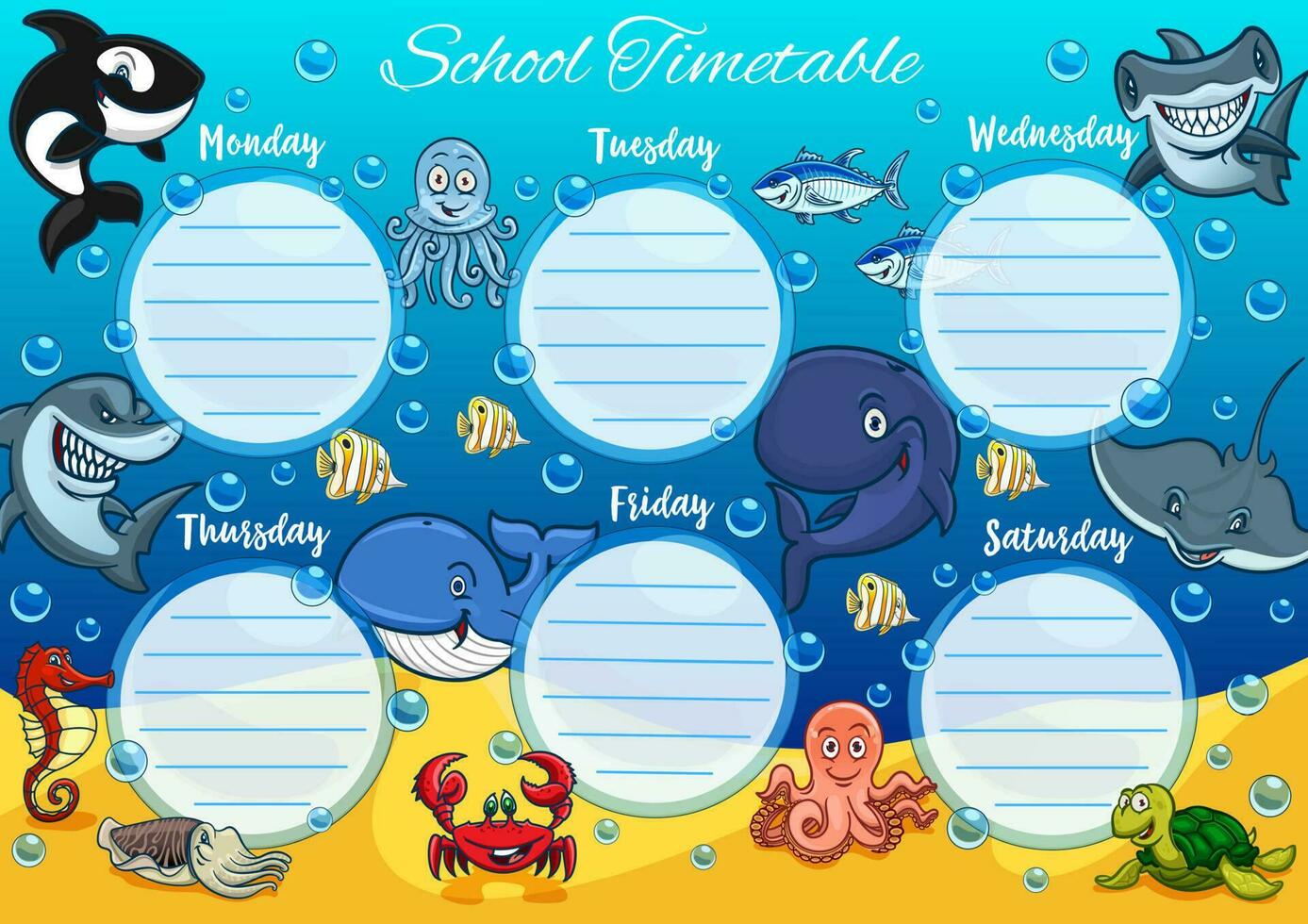 School timetable schedule template of education vector