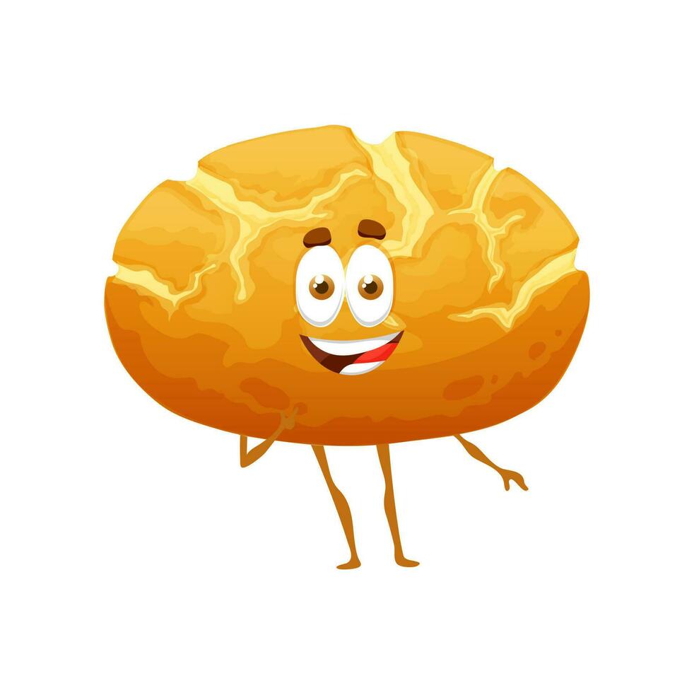 Cartoon Portuguese corn broa bread character vector