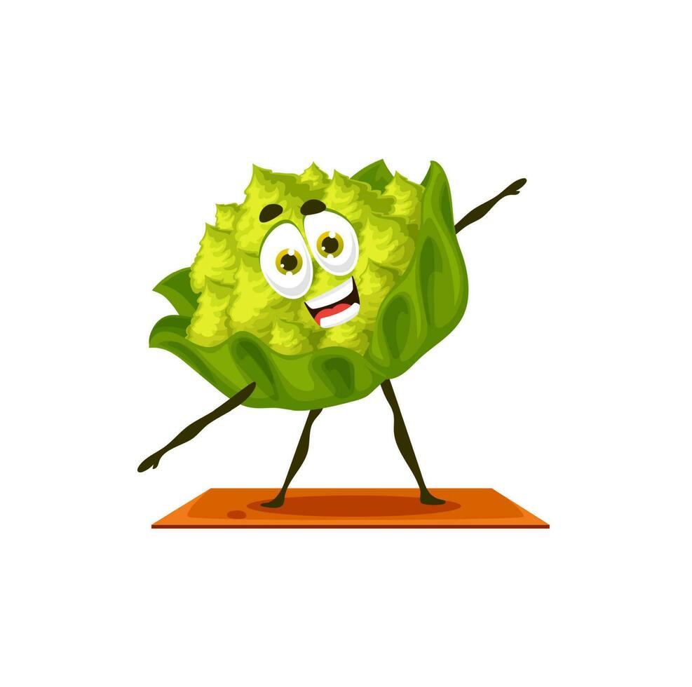 Romanesco cabbage cartoon character fitness sport vector