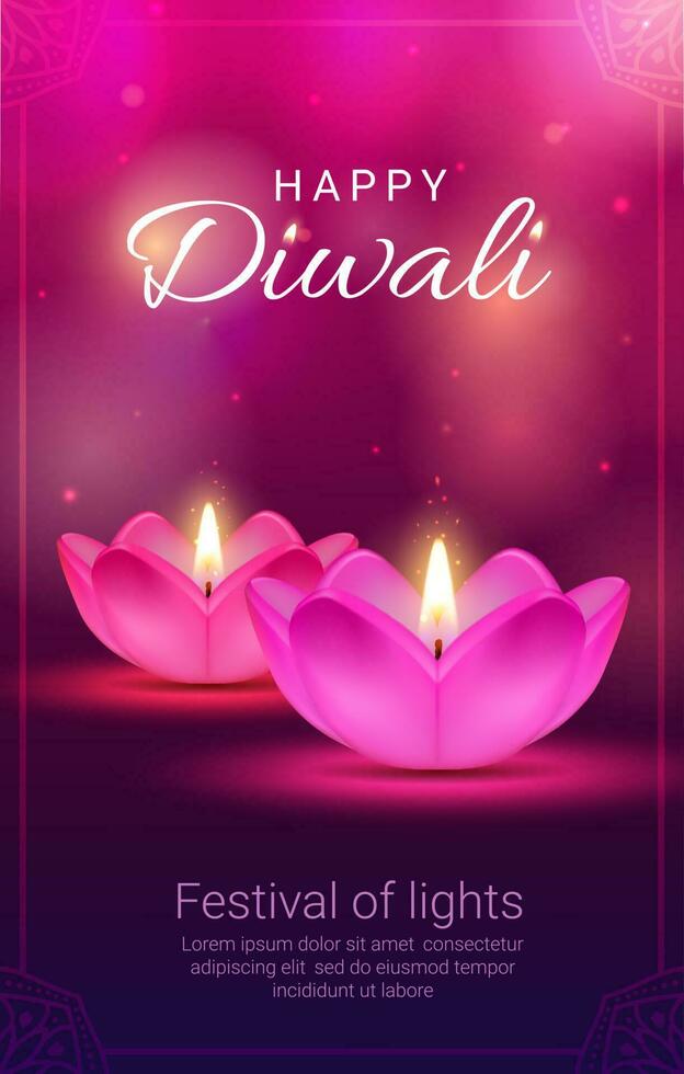 indio diwali festival diya lámparas, hindú religión vector