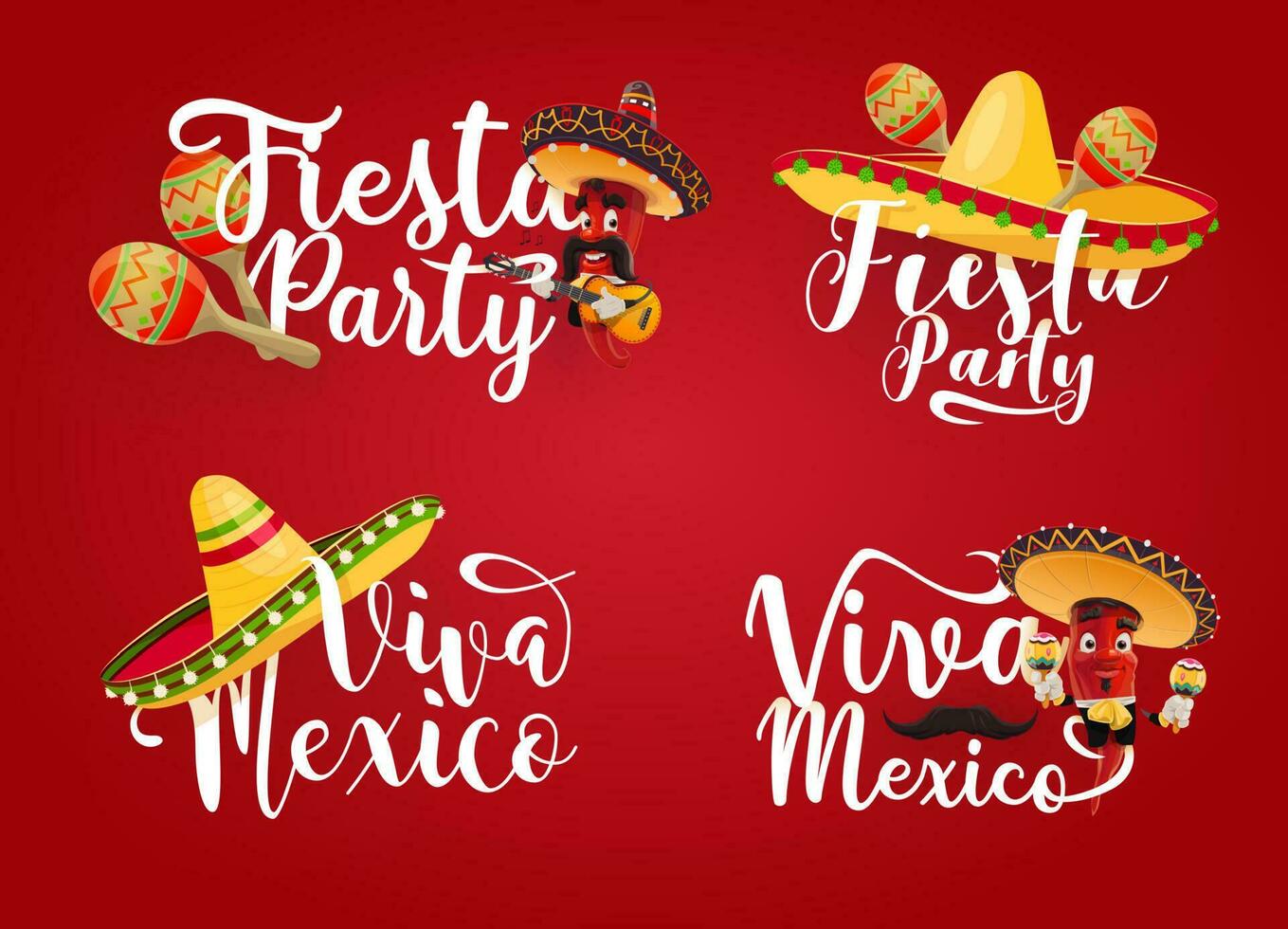 Viva Mexico, Mexican fiesta party icon with chilli vector