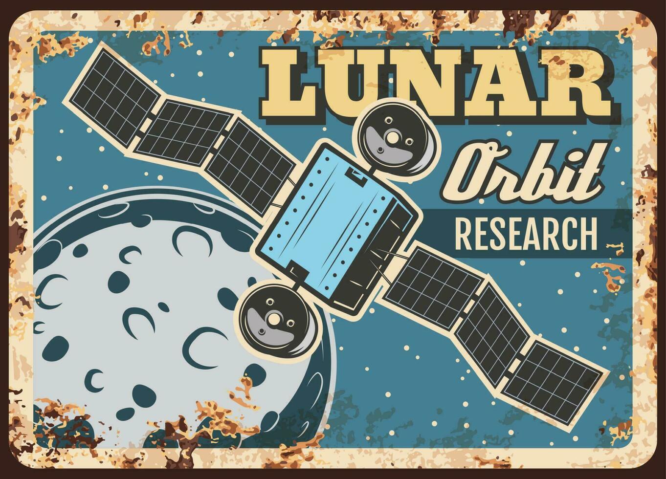 Lunar orbit research vector rusty metal plate