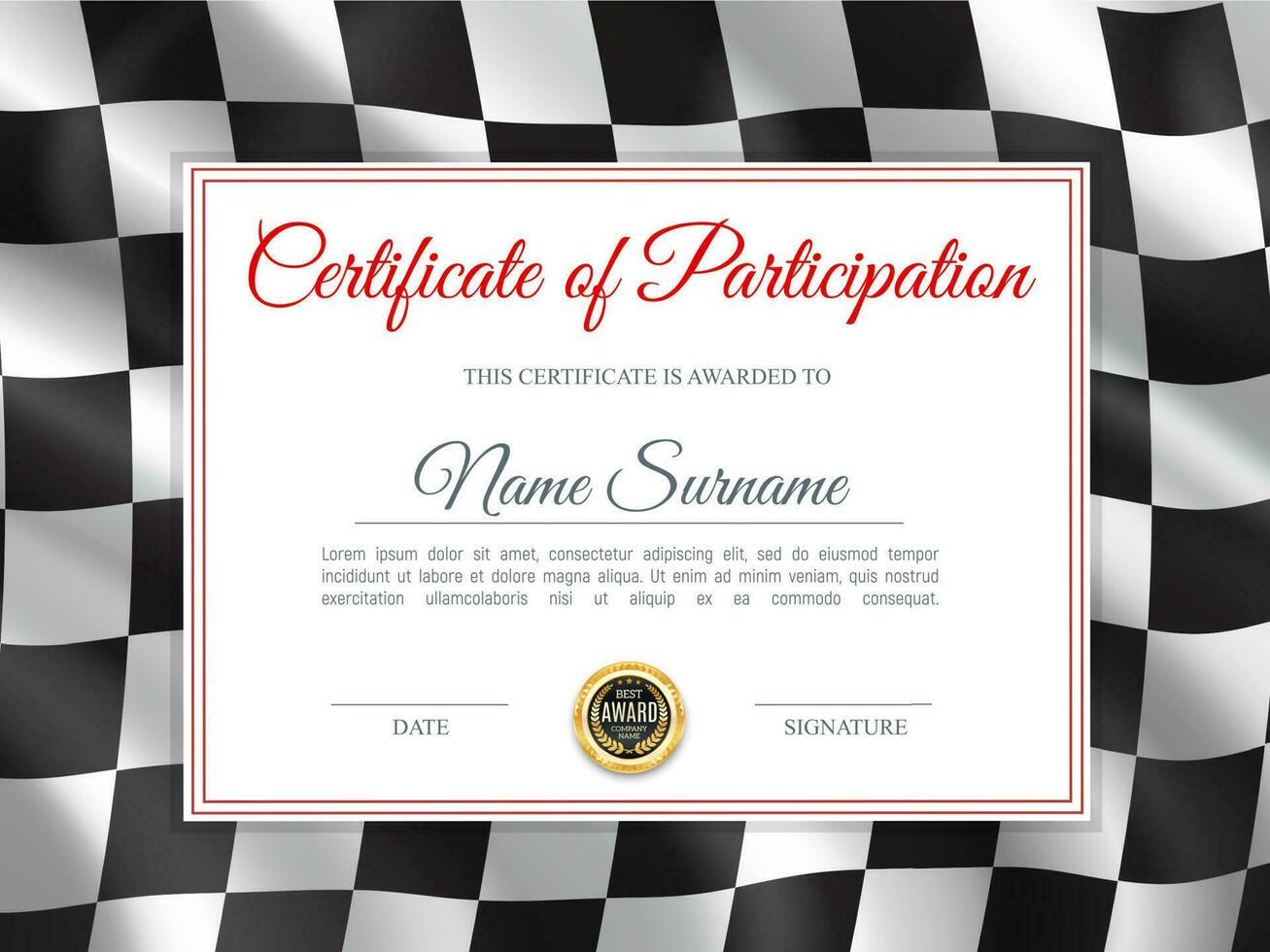 Certificate participation, diploma vector template
