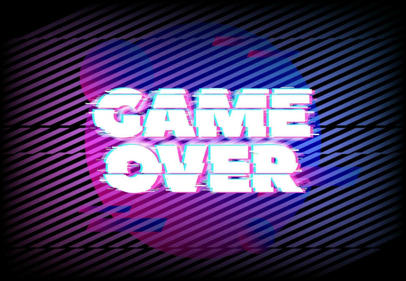 Glitch effect for game over page vector background