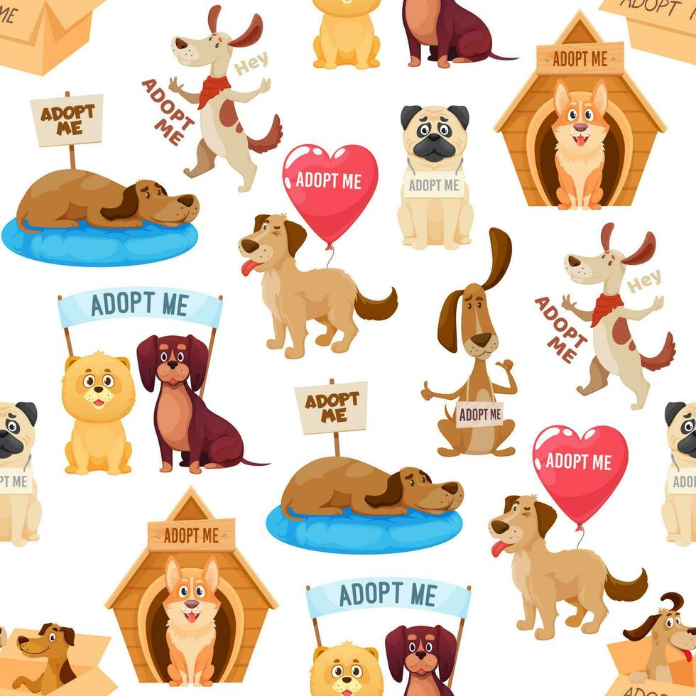 Adopt homeless dog seamless pattern background vector