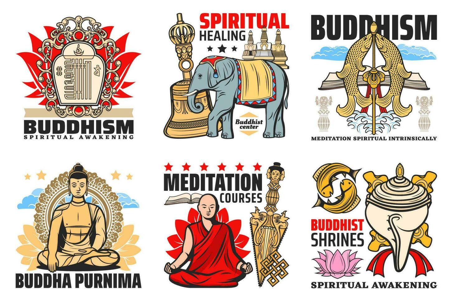 budismo religión íconos y símbolos vector