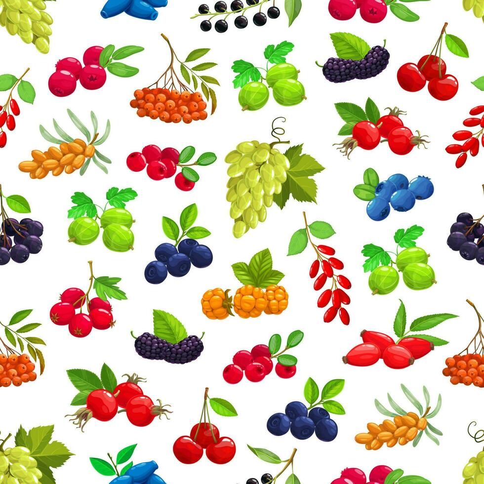 Seamless pattern with cartoon berries vector. vector