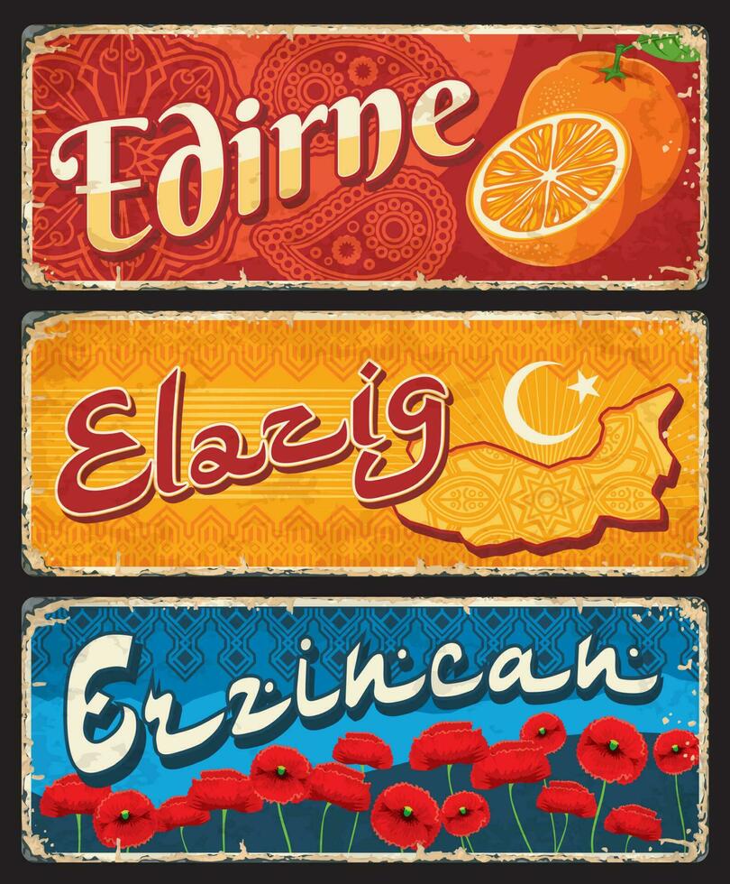 edirne, Elazig y ezzican turco Illinois provincias vector