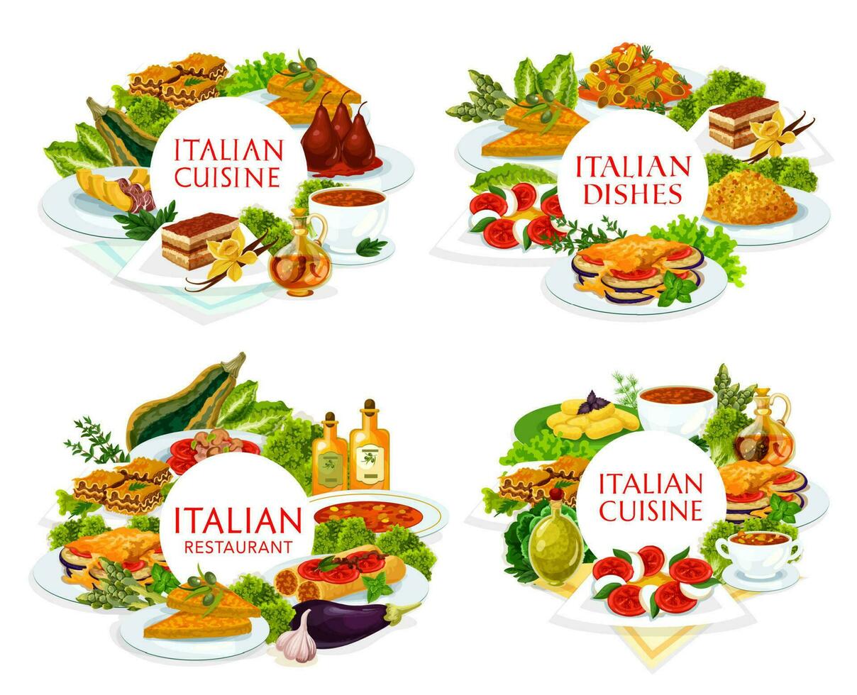 italiano cocina Italia comidas vector redondo marco conjunto