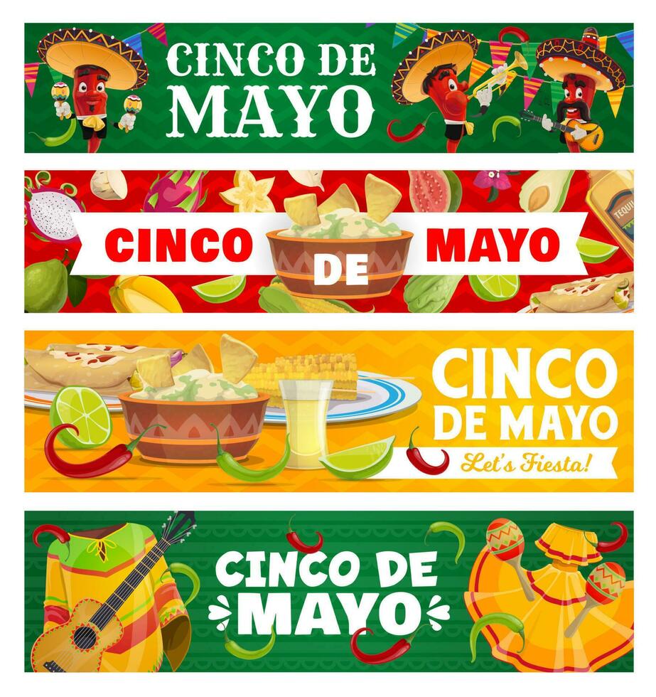 Cinco de Mayo vector festival, fiesta banners set