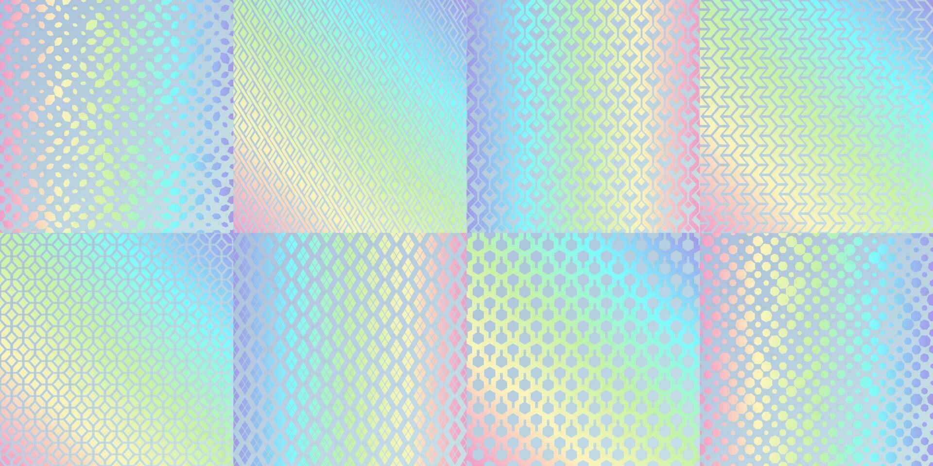 holograma textura patrones, arco iris frustrar degradado vector