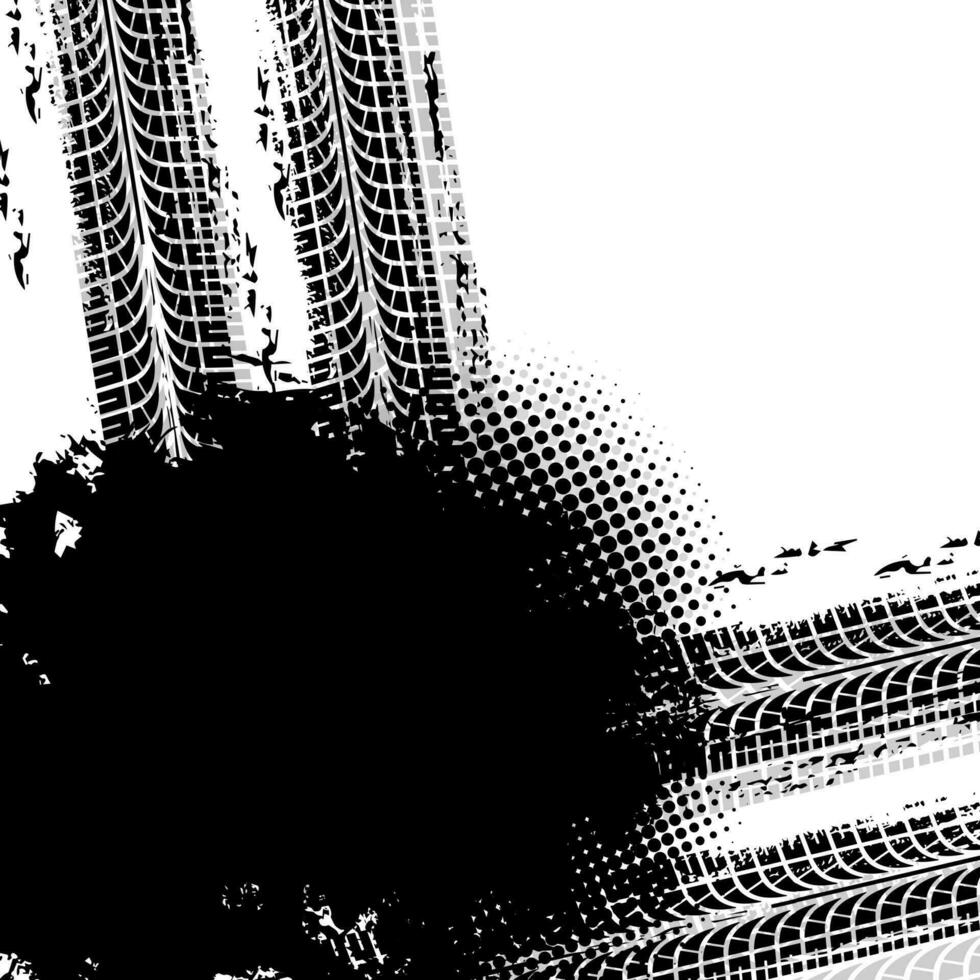Tire track traces and treads, car motocross races vector