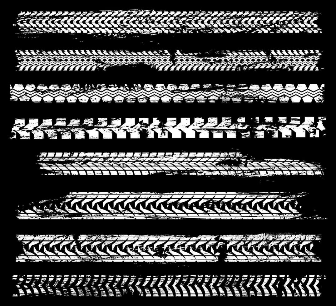 Tire tracks, tyre mark treads of motorcycle wheels vector