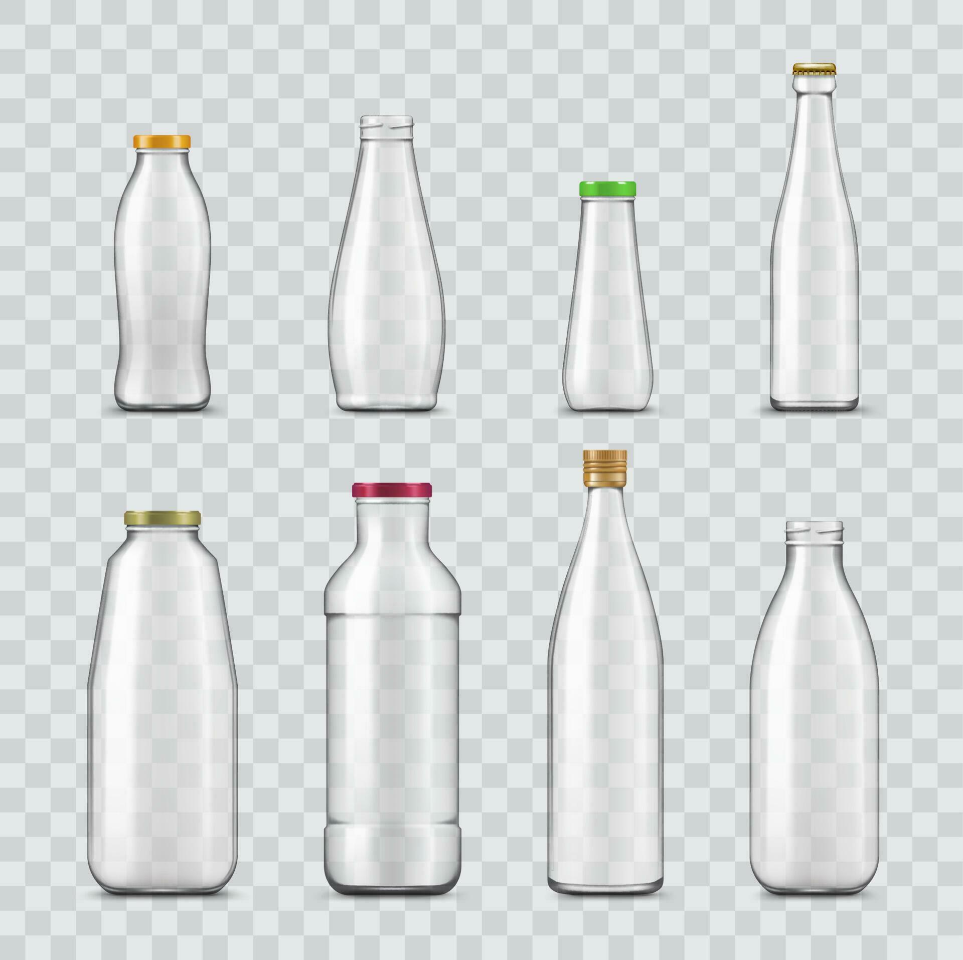 Bottle and jar realistic mockups, glass containers 23837717 Vector Art