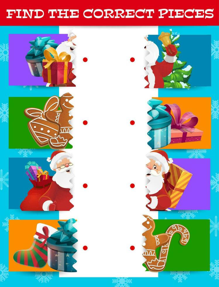 Christmas matching game, puzzle or logic riddle vector