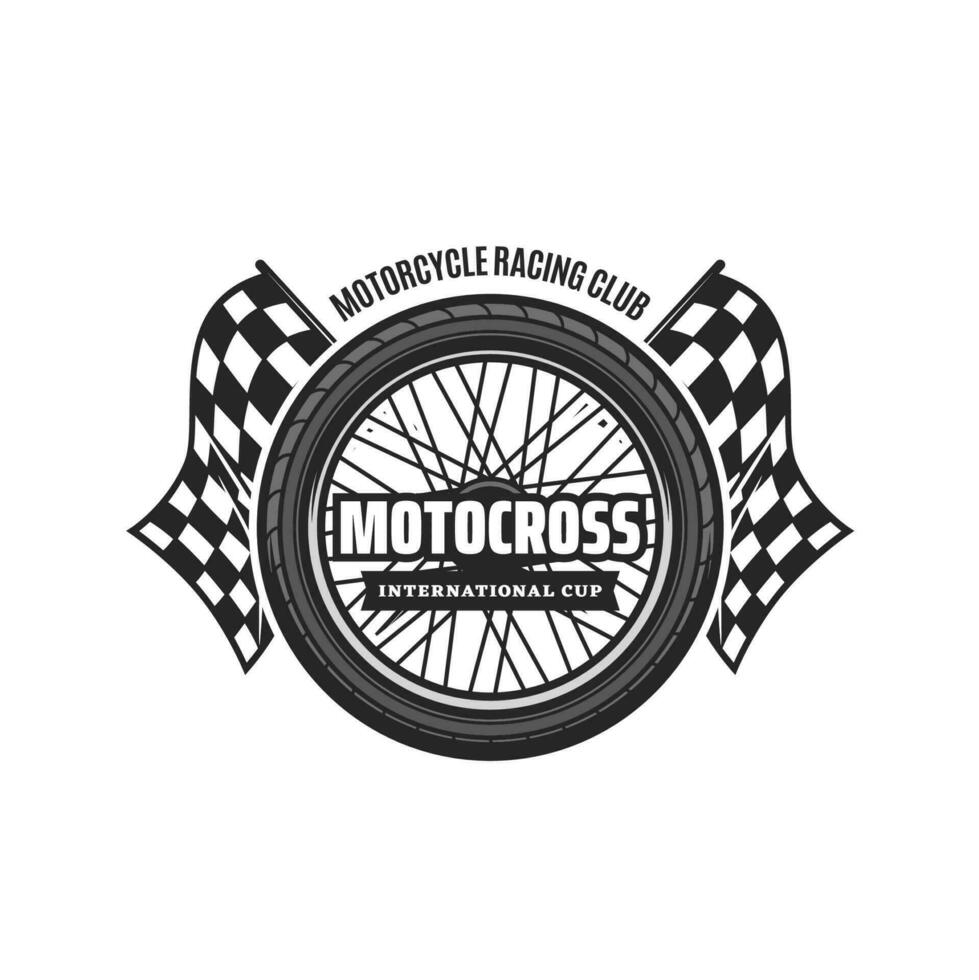 Motocross icon, motorcycle and bike motors racing vector