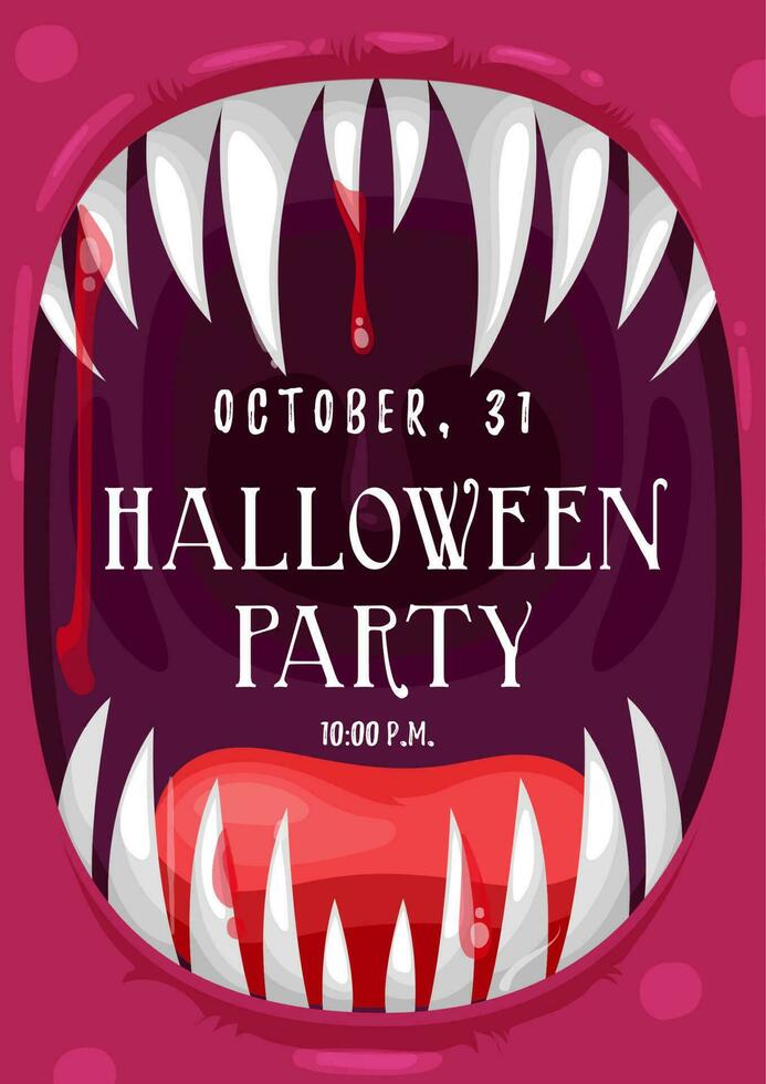 Halloween party poster in screaming vampire frame vector