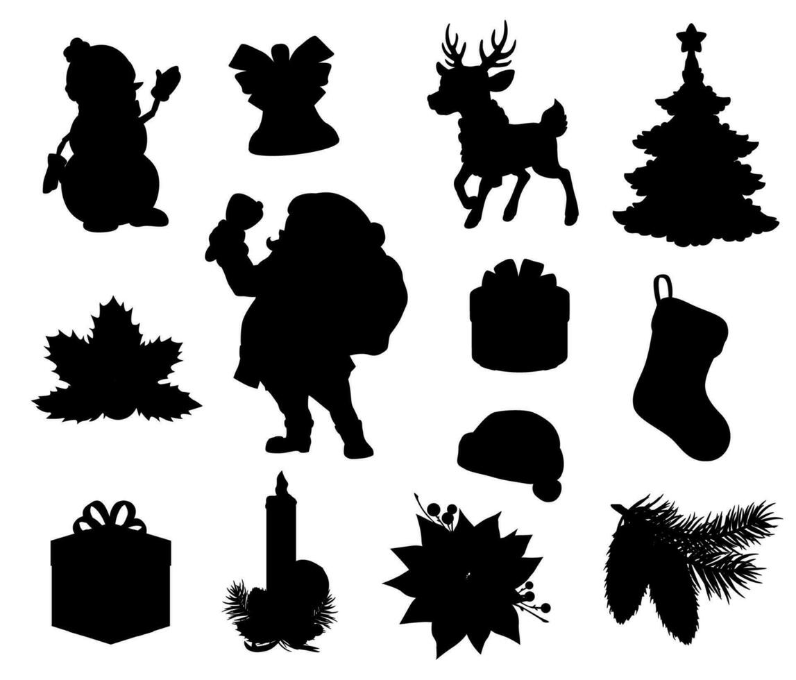 Christmas holiday isolated black silhouettes vector