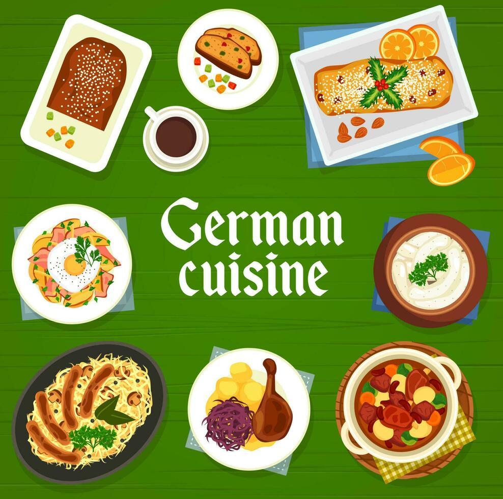 portada del menú de comida del restaurante de cocina alemana vector