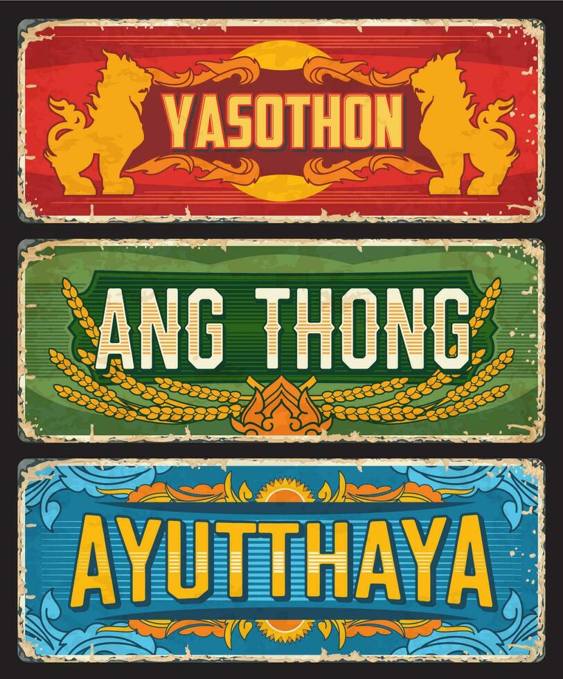 Thailand Ayutthaya, Yasothon, Ang Thong plates vector