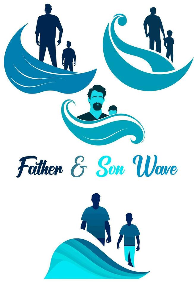 Father and Son Wave T-shirt and Logo Design vector