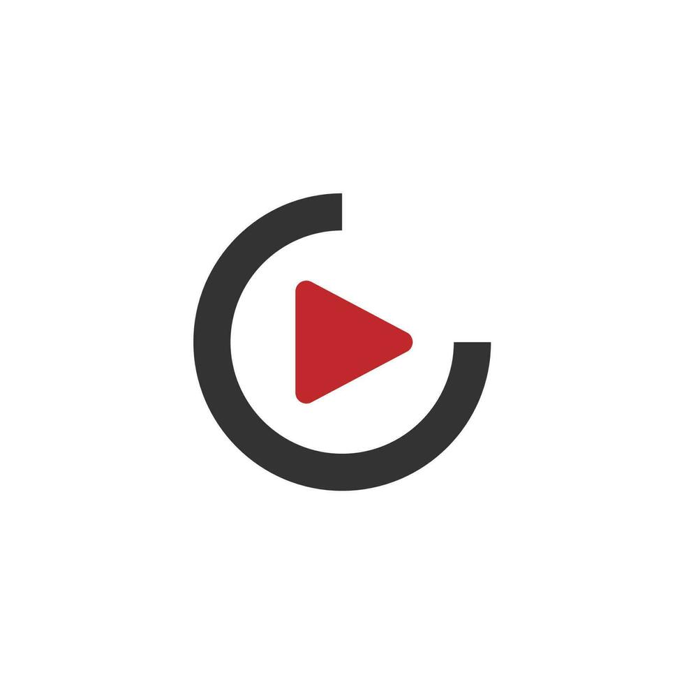 live streaming media video tv online red news play logo design symbol vector