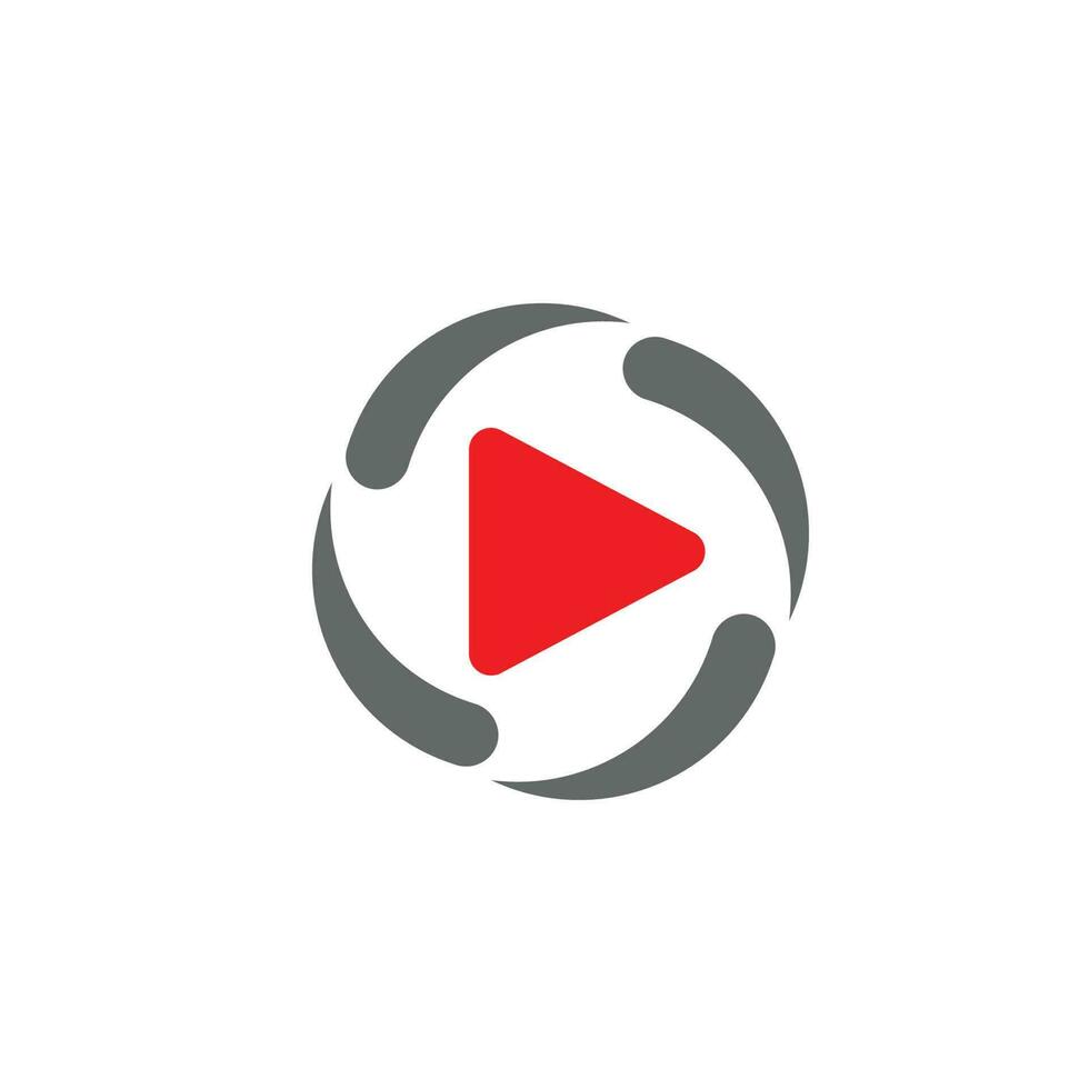 live streaming media video tv online red news play logo design symbol vector