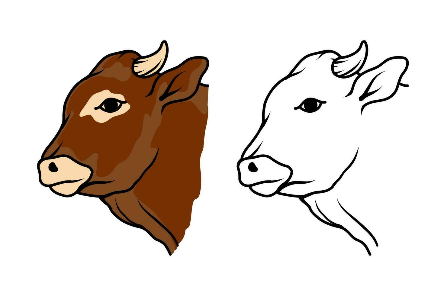 Cow head vector illustration. Suitable for Eid al Adha, Farm, mascot, or other designs using cow head