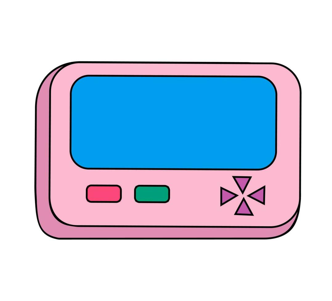 Pager retro device on white background. Device 90s. Vector illustration in flat style for decoration, logo, sticker, icon.