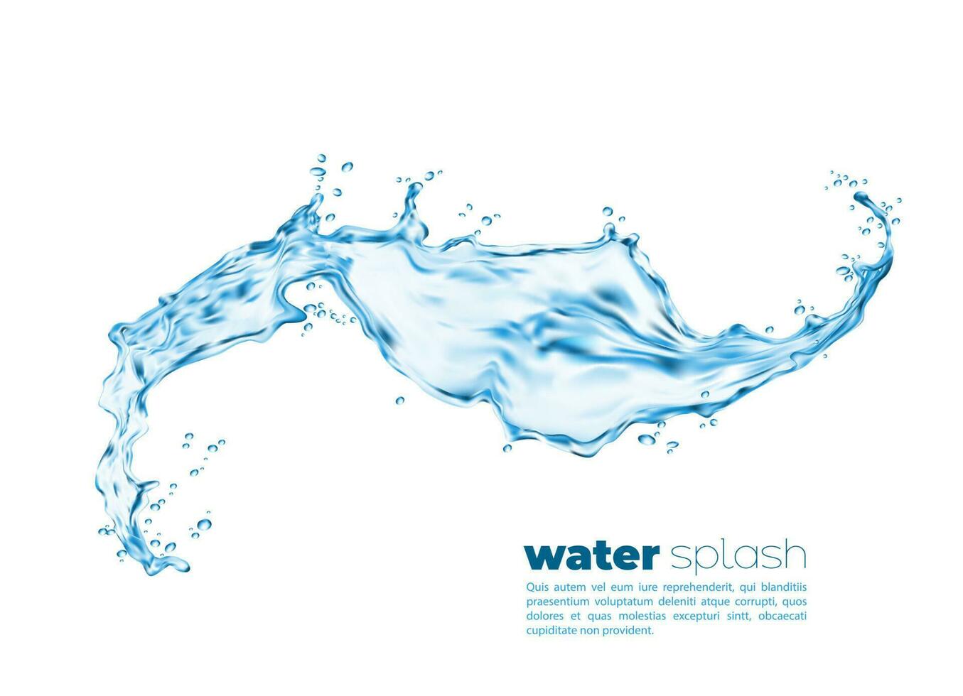 Isolated transparent water splash swirl, pour wave vector