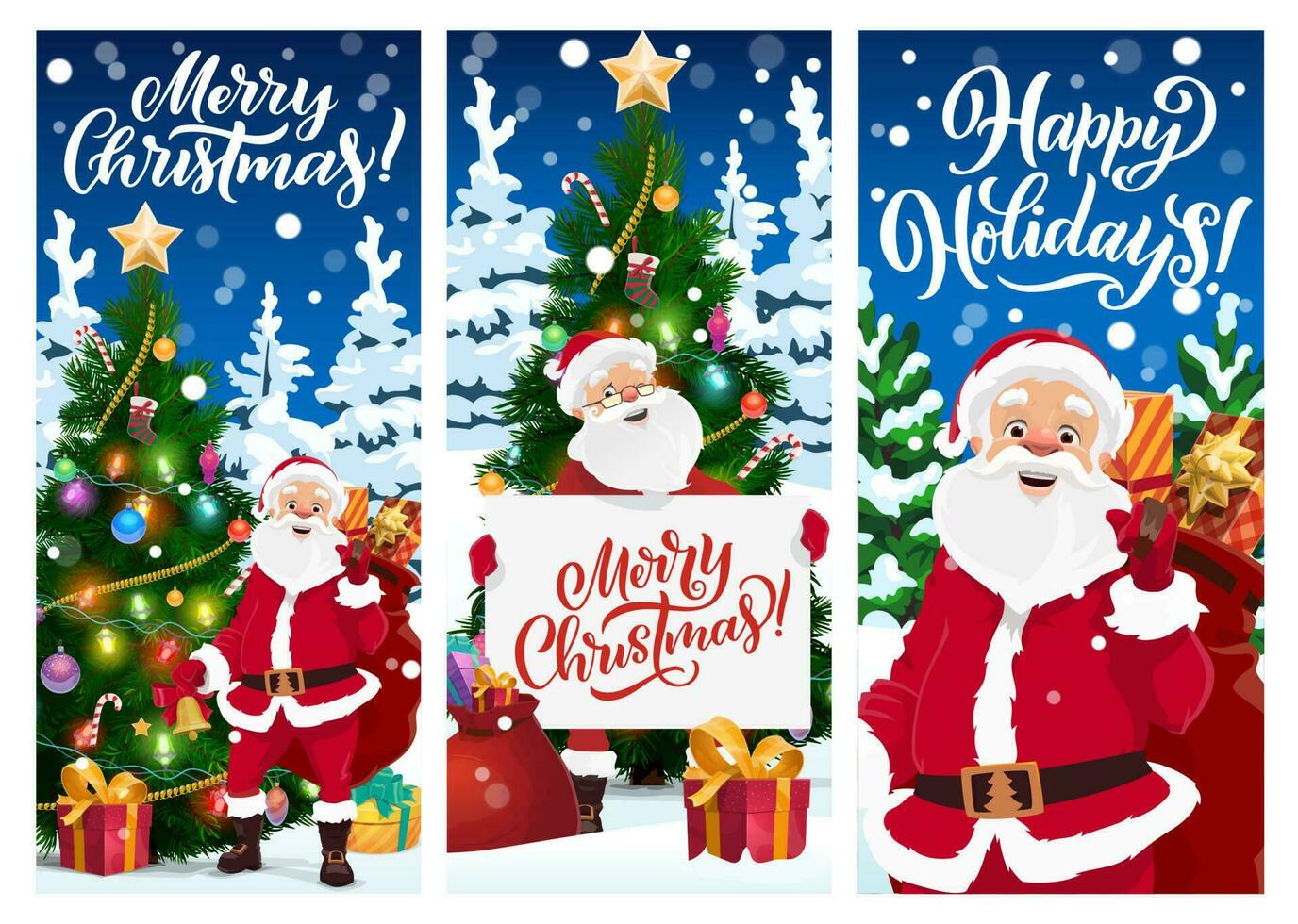 Merry Christmas vector banners, greeting cards