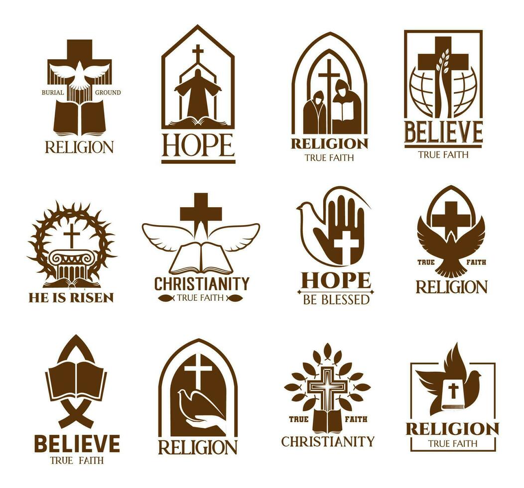 Christian church parish or community vector icons