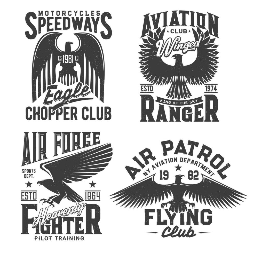 Eagle t-shirt print, aviation, races, fight club vector