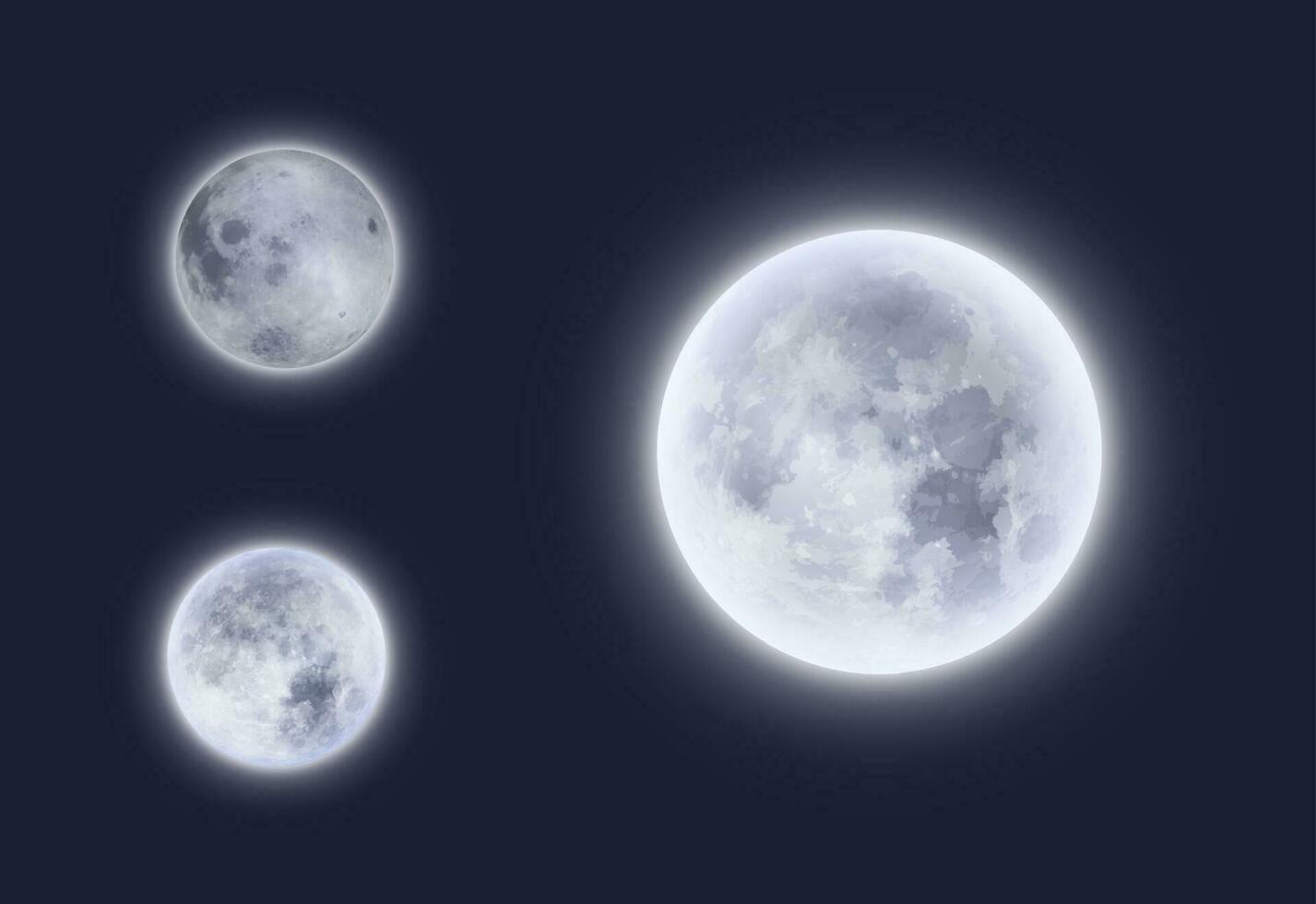 Full moon in night sky with 3d detailed surface vector