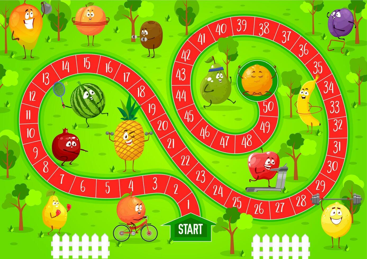 Kids board game, step boardgame cartoon template vector