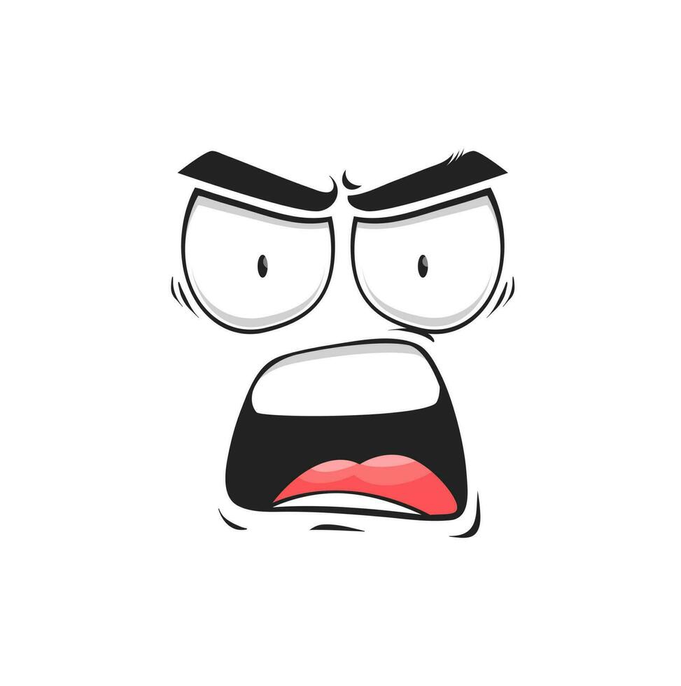 Cartoon angry shout face vector yelling or scream