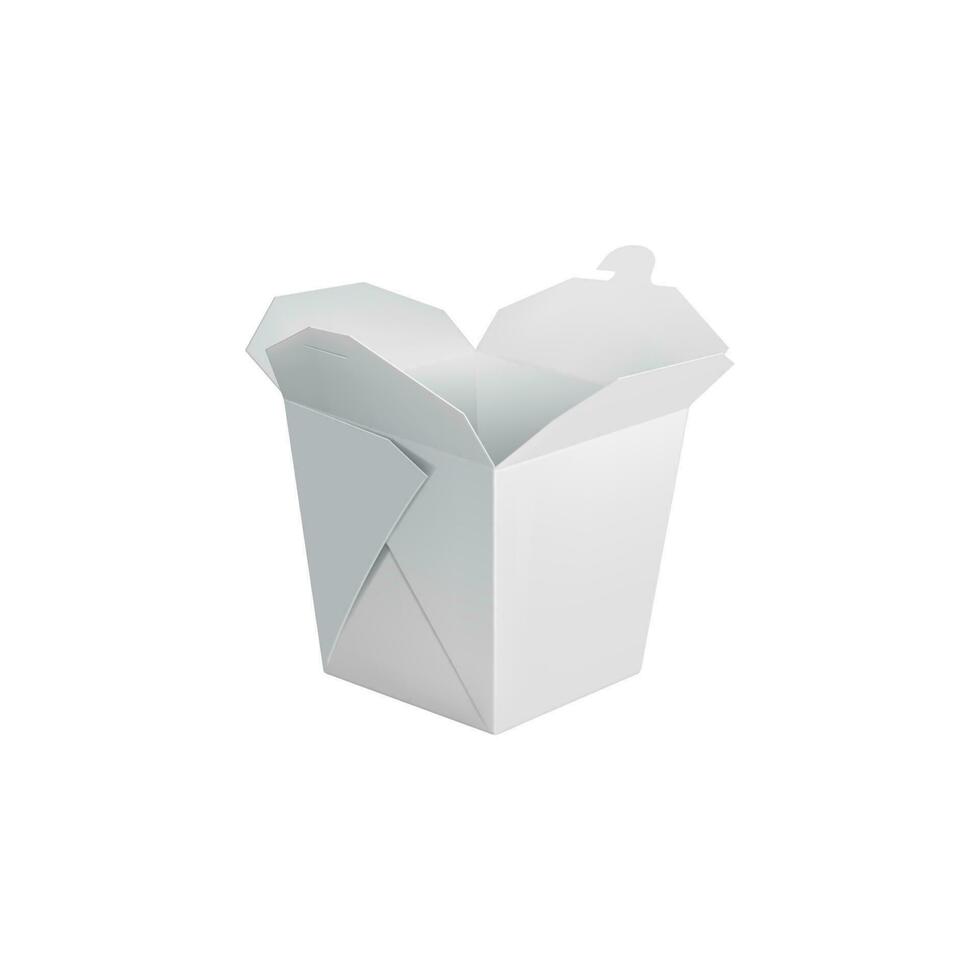 Asian Wok noodles opened paper box package mockup vector