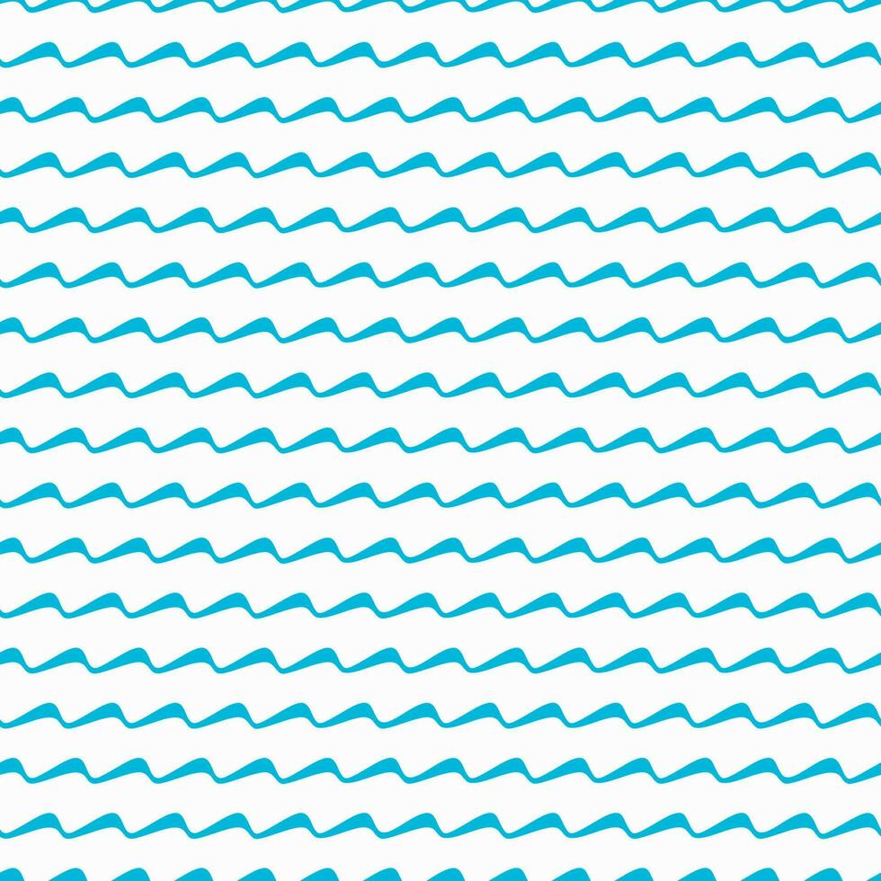 Sea and ocean waves seamless pattern, wavy lines vector