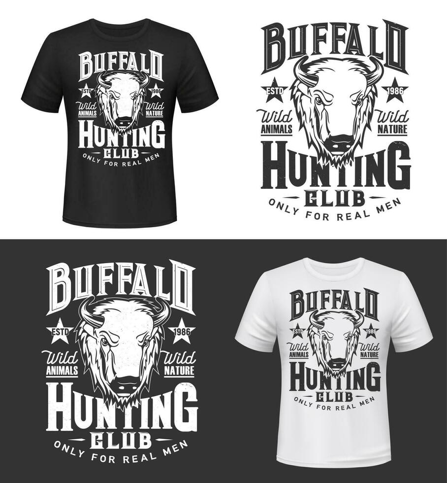 Buffalo bull hunting club t-shirt print mockup vector