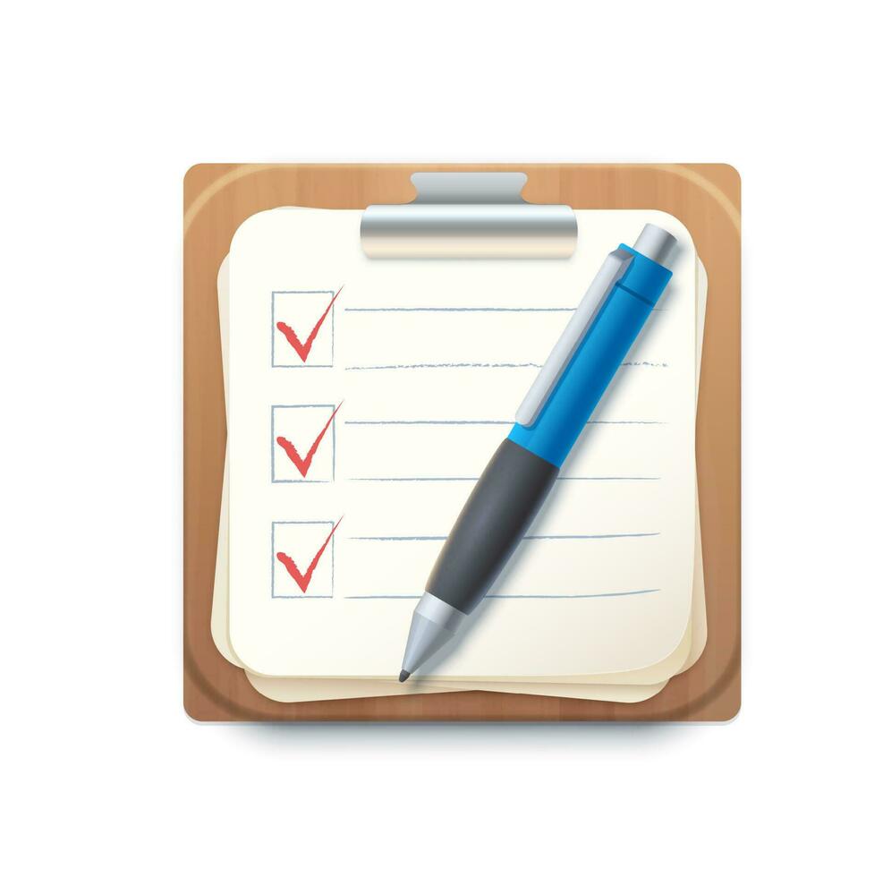 Checklist notepad clipboard icon, check list board vector