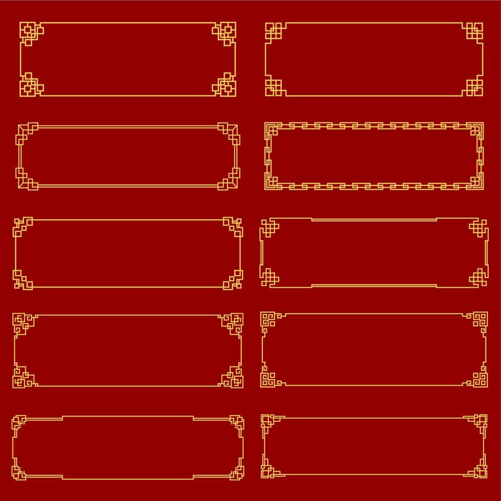 Asian golden frames and borders with knot patterns vector