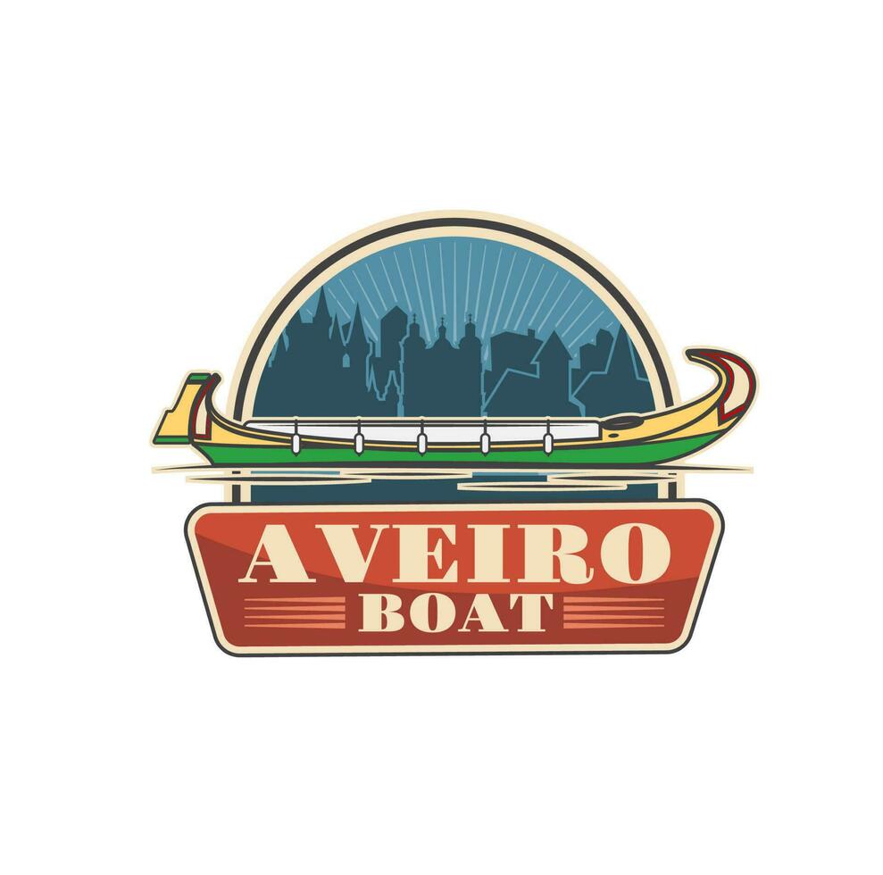 aveiro Portugal moliceiro barco viaje icono vector