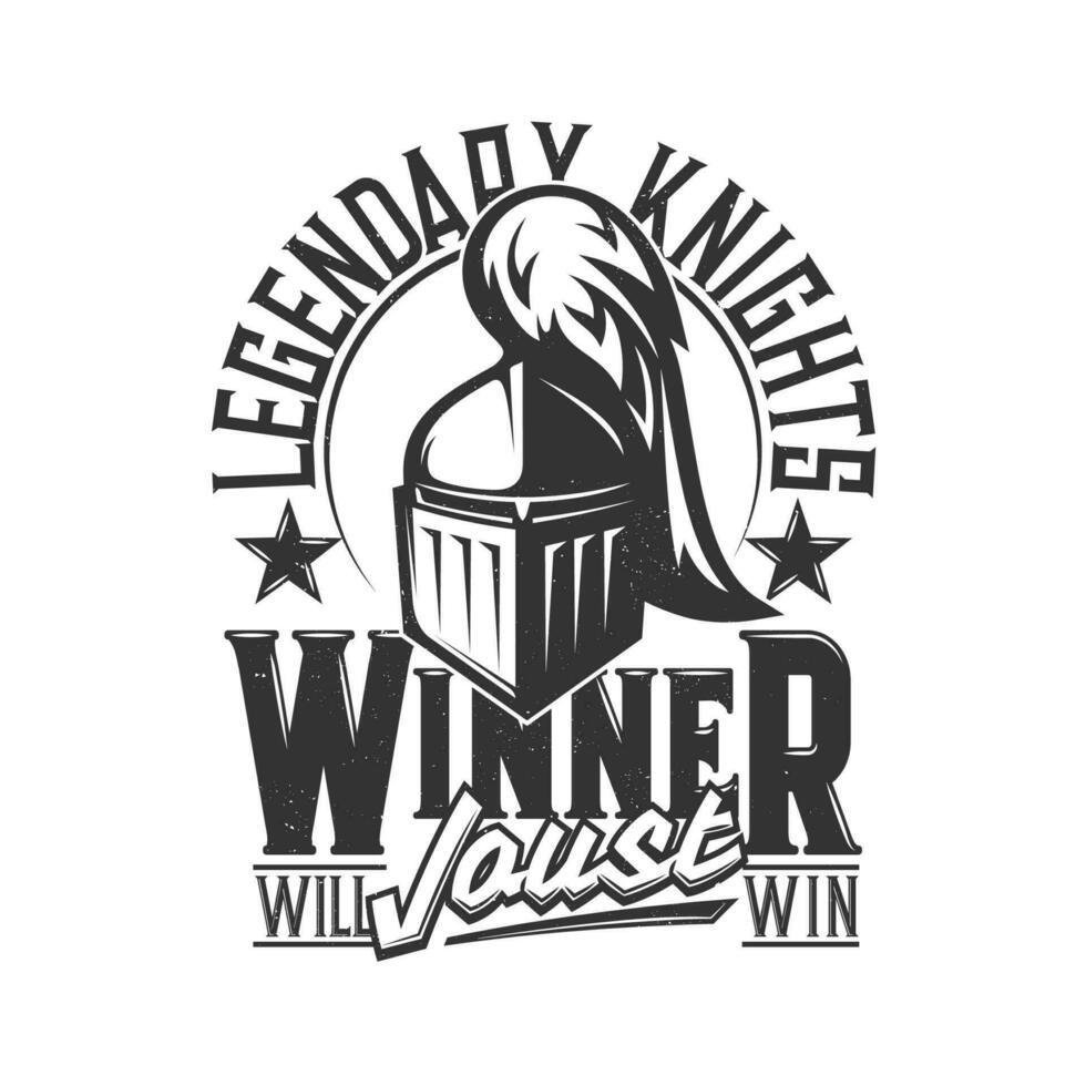 Tshirt print with knight head vector mascot design