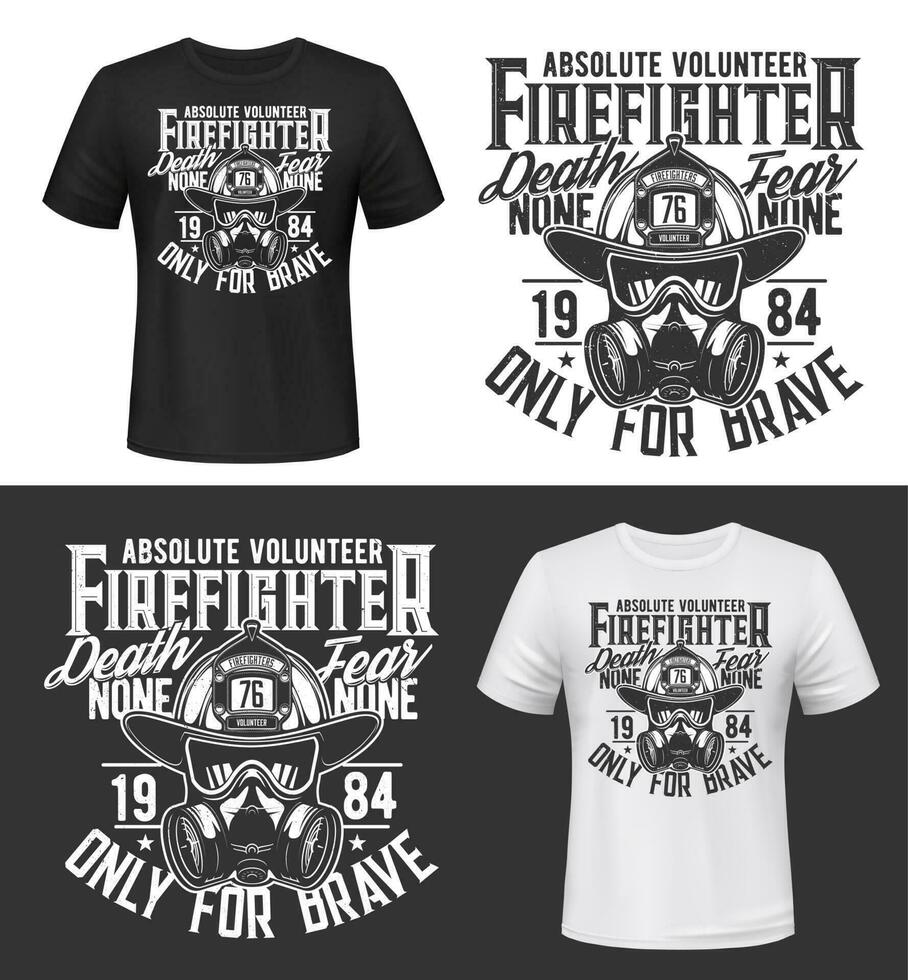 Tshirt print with firefighters equipment gas mask vector