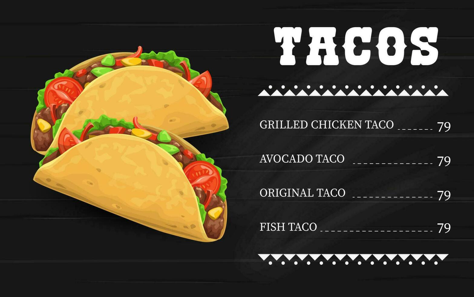 tacos vector menú modelo mexicano rápido comida bocadillo