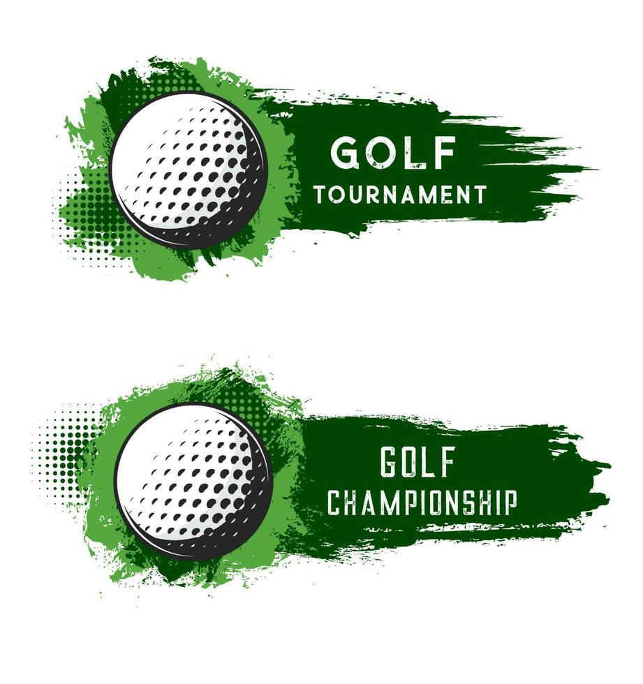 golf pelota con verde grunge golpes aislado. vector