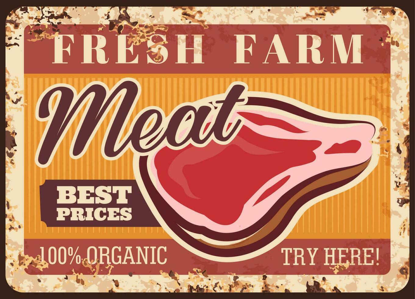 Fresh farm meat rusty plate with uncooked fillet vector