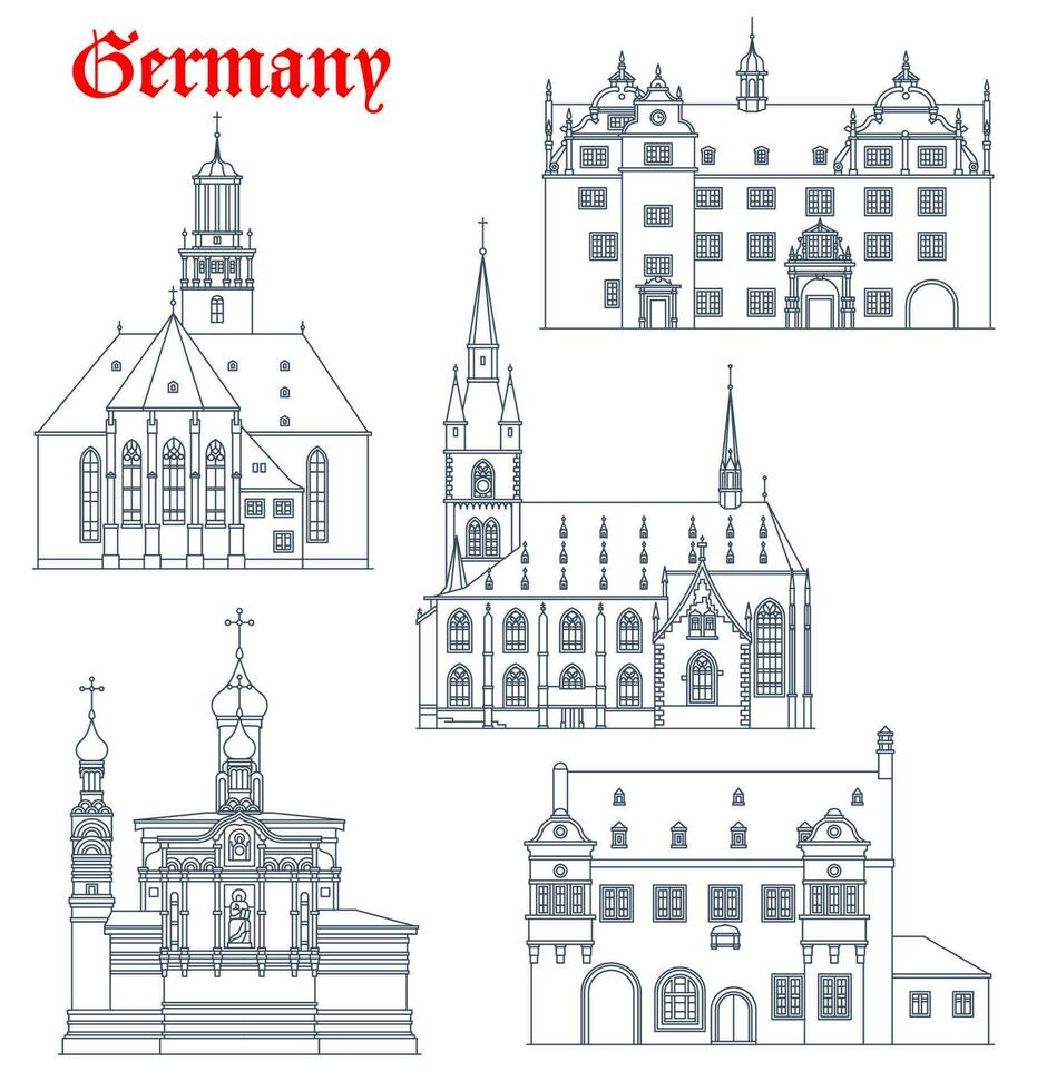 Germany landmarks architecture, German Darmstadt vector