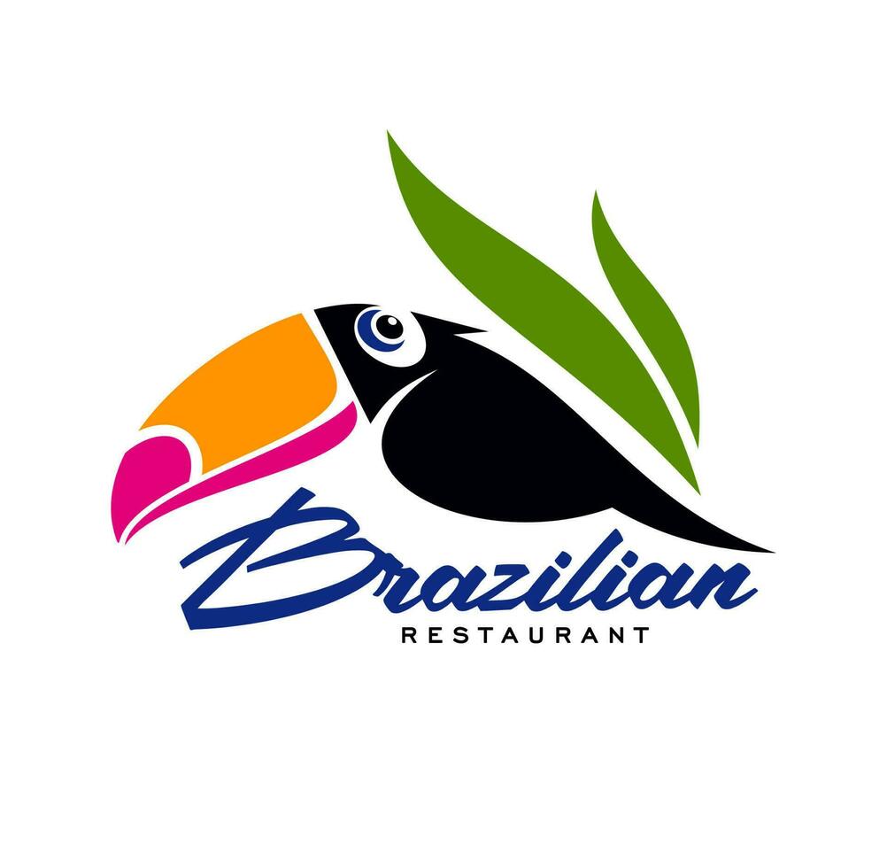 Brazilian cuisine restaurant icon with toucan bird vector