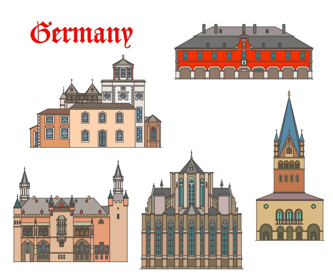 Germany landmark buildings, cathedrals of Aachen vector